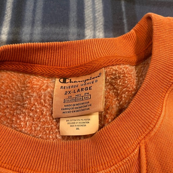 Champion Reverse Weave Orange Sweatshirt Mens 2XL Heavy Fleece S4453 026 - Picture 6 of 8